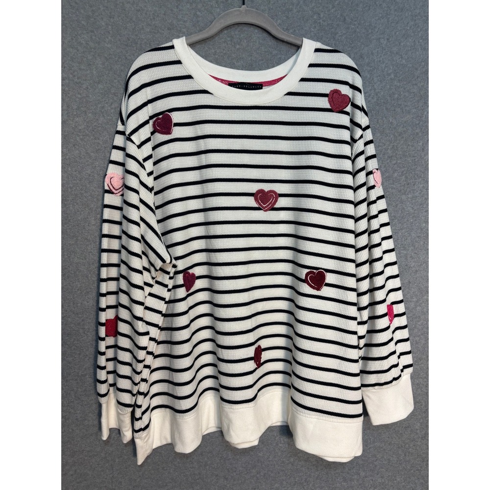 Jane + Delancey Heart Stripe Sweater Women‎ 3X Valentine Coquette Oversized